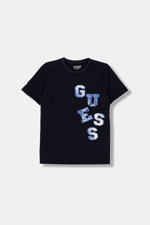 Παιδικό βαμβακερό μπλουζάκι Guess βαμβάκι σκούρο μπλε L6GI02.K8HM4.PPY2.M