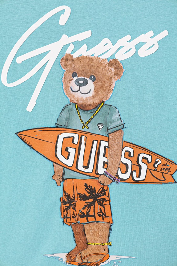 Αγορίστικα Παιδικό βαμβακερό μπλουζάκι Guess L6GI09.K8HM4.PPY2.M μπλε