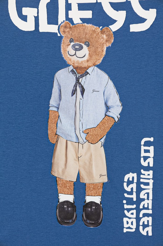 Αγορίστικα Παιδικό βαμβακερό μπλουζάκι Guess L6GI09.K8HM4.PPY2.M μπλε