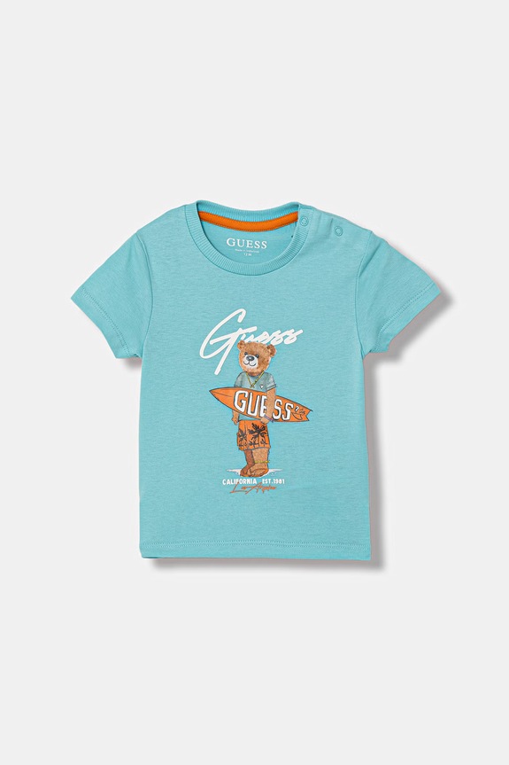Guess tricou de bumbac pentru copii print albastru N6GI04.K8HM4.PPY2.M