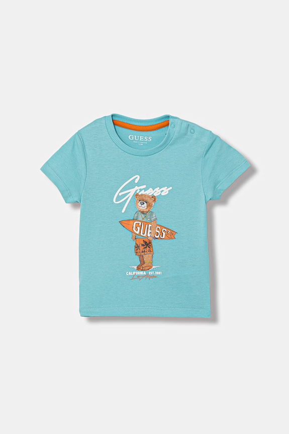 Guess tricou de bumbac pentru copii print albastru N6GI04.K8HM4.PPY2.M