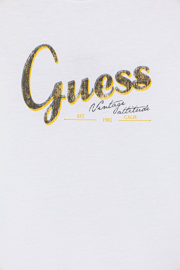Αγορίστικα Παιδικό βαμβακερό μπλουζάκι Guess L6GI01.K8HM4.PPY2.M λευκό
