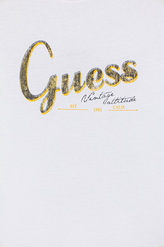 Αγορίστικα Παιδικό βαμβακερό μπλουζάκι Guess L6GI01.K8HM4.PPY2.M λευκό