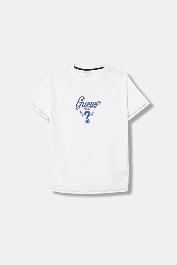 Παιδικό βαμβακερό μπλουζάκι Guess απλικέ λευκό L6GI06.K8HM4.PPY2.M
