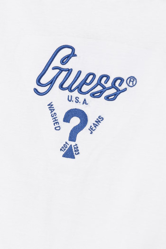 Αγορίστικα Παιδικό βαμβακερό μπλουζάκι Guess L6GI06.K8HM4.PPY2.M λευκό