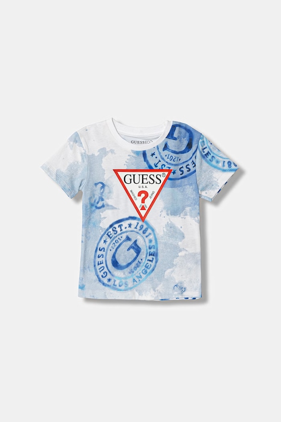 Παιδικό βαμβακερό μπλουζάκι Guess βαμβάκι μπλε N6GI02.K8HM4.PPY2.M
