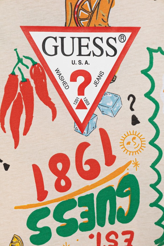 Αγορίστικα Παιδικό βαμβακερό μπλουζάκι Guess N6GI02.K8HM4.PPY2.M μπεζ
