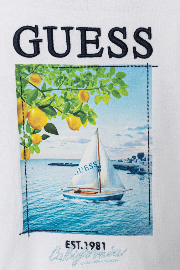 Αγορίστικα Παιδικό βαμβακερό μπλουζάκι Guess N6GI07.K8HM4.PPY2.M λευκό