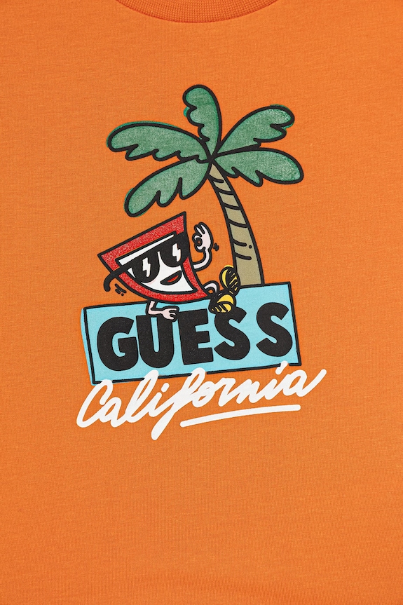 Chłopiec Guess t-shirt dziecięcy bawełniany N6GI12.K8HM4.PPY2.M pomarańczowy