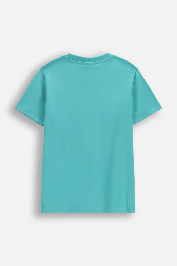 Coccodrillo t-shirt bawełniany dziecięcy WC6143223VBA turkusowy SS26