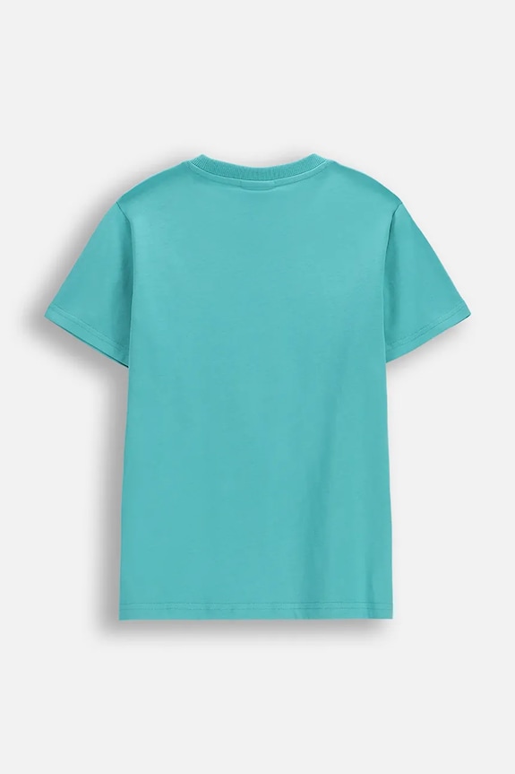 Coccodrillo t-shirt bawełniany dziecięcy WC6143223VBA turkusowy SS26