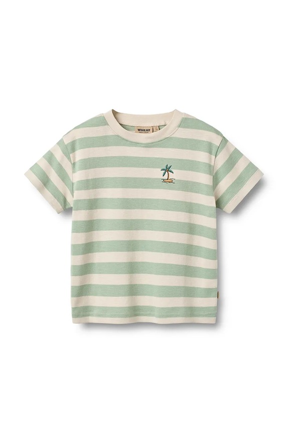 Wheat tricou de bumbac pentru copii imprimeu verde 2172.108S.GOTS