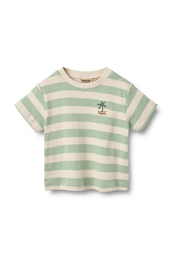 Wheat tricou din bumbac pentru bebeluși imprimeu verde 6172.108S.GOTS