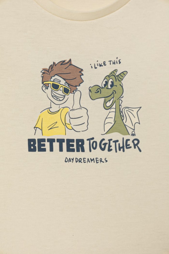 Хлопчик United Colors of Benetton футболка дитяча бавовняна 3I1XG10MA.P.Stagionale бежевий