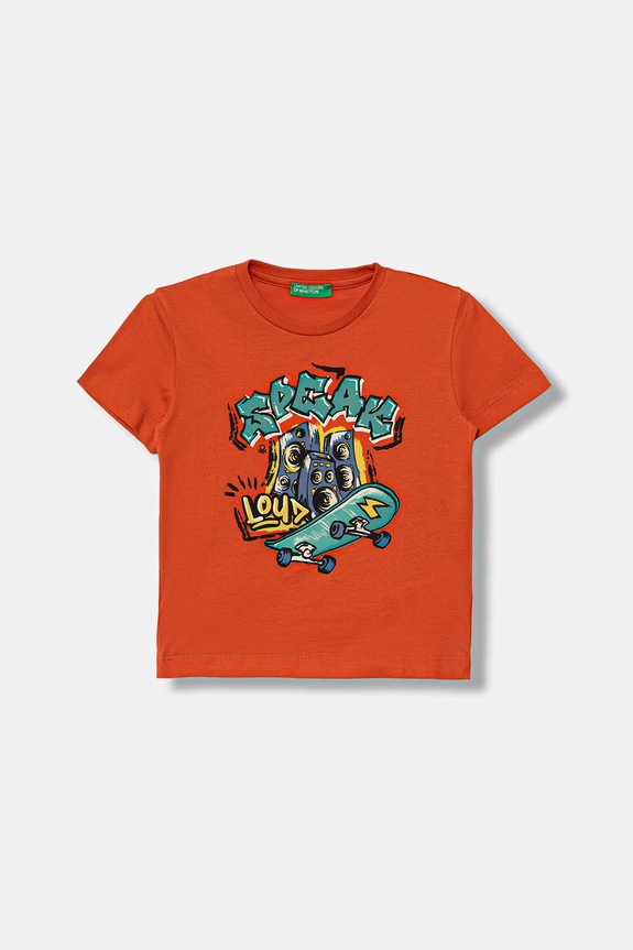 United Colors of Benetton тениска за деца от памук оранжев 3I1XG10MA.P.Stagionale