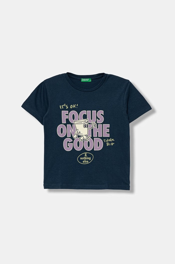 United Colors of Benetton тениска за деца от памук тъмносин 3I1XG10MA.P.Stagionale