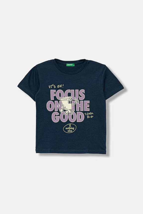 United Colors of Benetton тениска за деца от памук тъмносин 3I1XG10MA.P.Stagionale