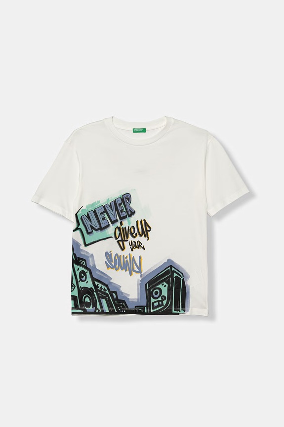 Detské bavlnené tričko United Colors of Benetton biela 3I1XC10SU.G.Stagionale