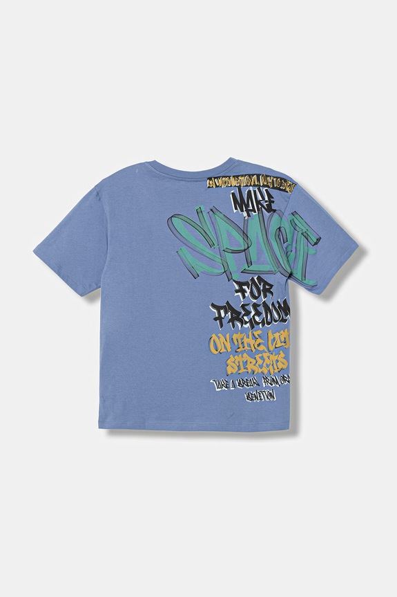 Detské bavlnené tričko United Colors of Benetton modrá 3I1XC10SU.G.Stagionale