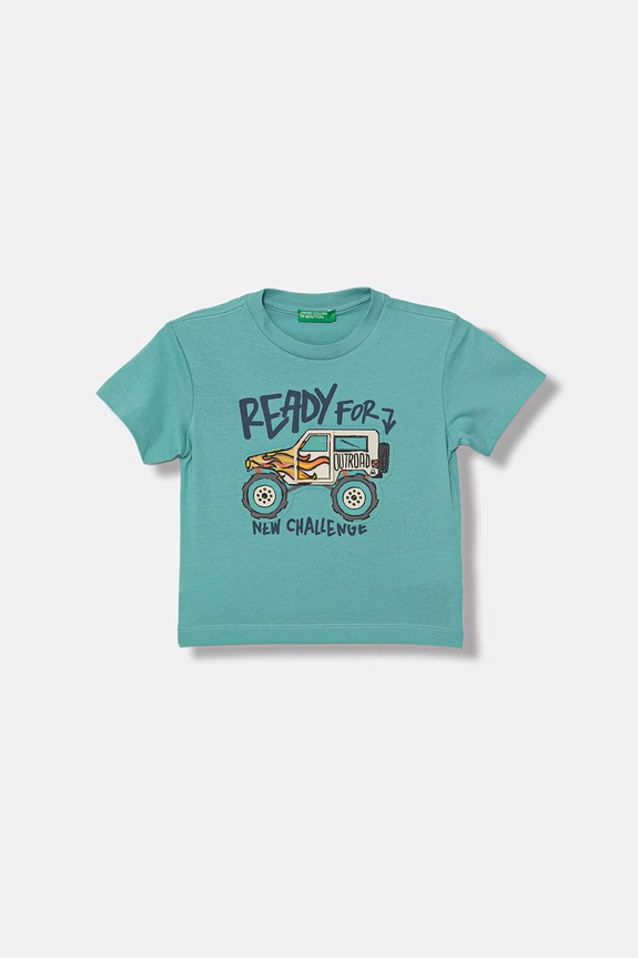 United Colors of Benetton футболка дитяча бавовняна бірюзовий 3I1XG10MF.P.Stagionale