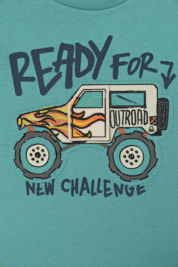 Хлопчик United Colors of Benetton футболка дитяча бавовняна 3I1XG10MF.P.Stagionale бірюзовий