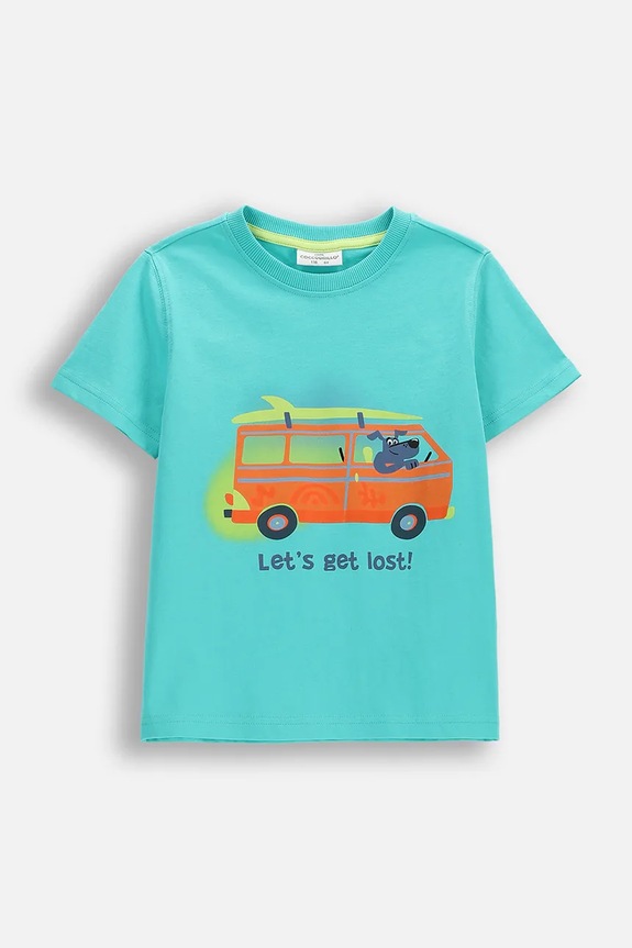 Coccodrillo T-shirt dziecięcy bawełniany niebieski WC6143201TBK