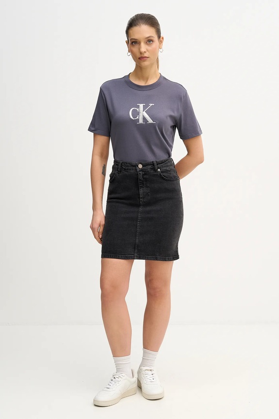 Bavlněné tričko Calvin Klein Jeans LV044E215G šedá SS26