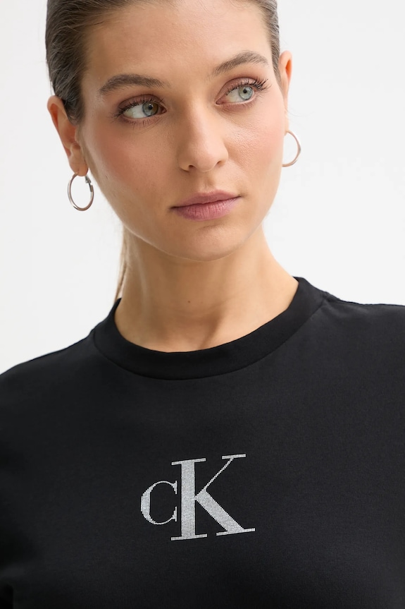 Βαμβακερό μπλουζάκι Calvin Klein Jeans μαύρο LV047E804G