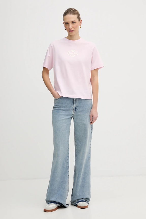 Calvin Klein Jeans T-shirt damski bawełniany LV047E811G różowy SS26