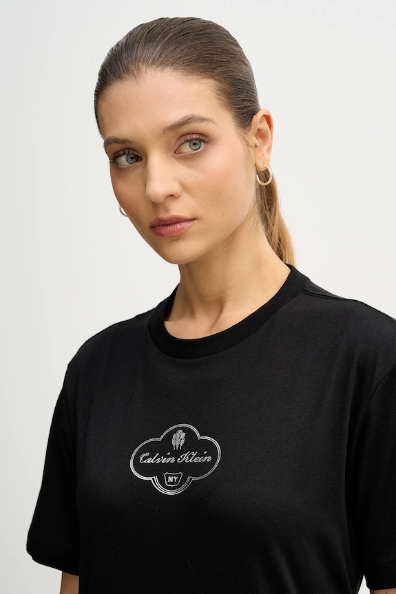 Calvin Klein Jeans T-shirt damski bawełniany czarny LV047E811G