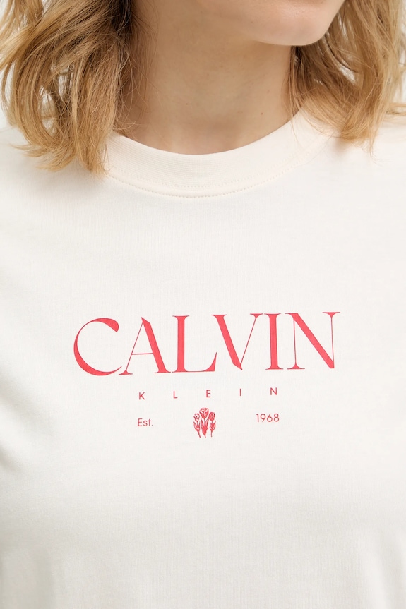 Calvin Klein Jeans t-shirt bawełniany LV047E813G beżowy