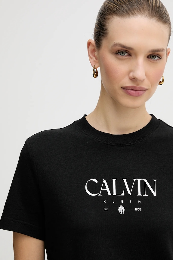 Памучна тениска Calvin Klein Jeans черен LV047E813G