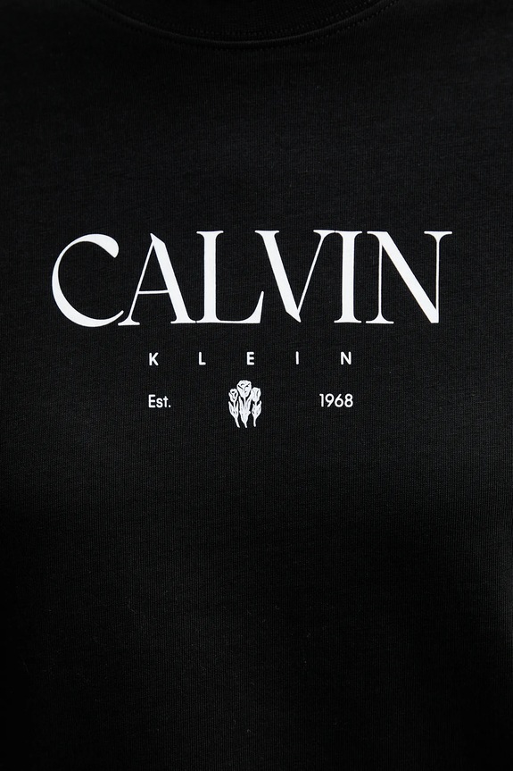 Памучна тениска Calvin Klein Jeans LV047E813G черен