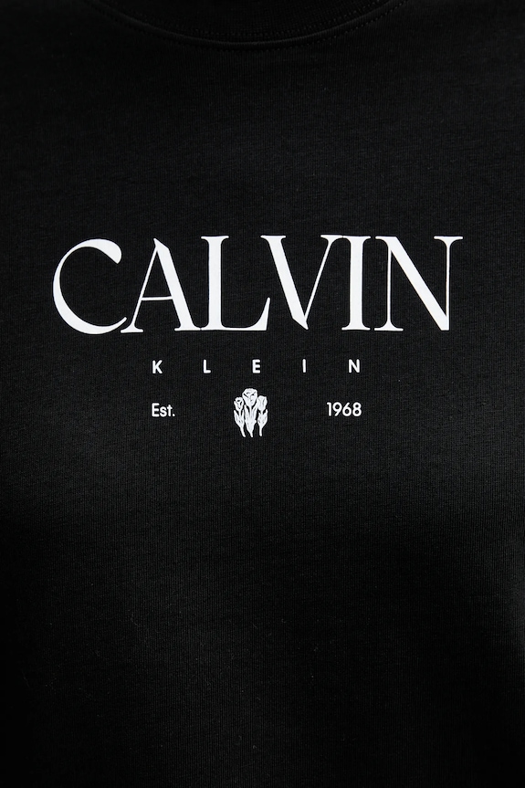 Памучна тениска Calvin Klein Jeans LV047E813G черен