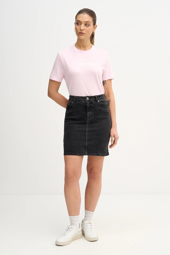 Bavlněné tričko Calvin Klein Jeans LV047E821G růžová SS26