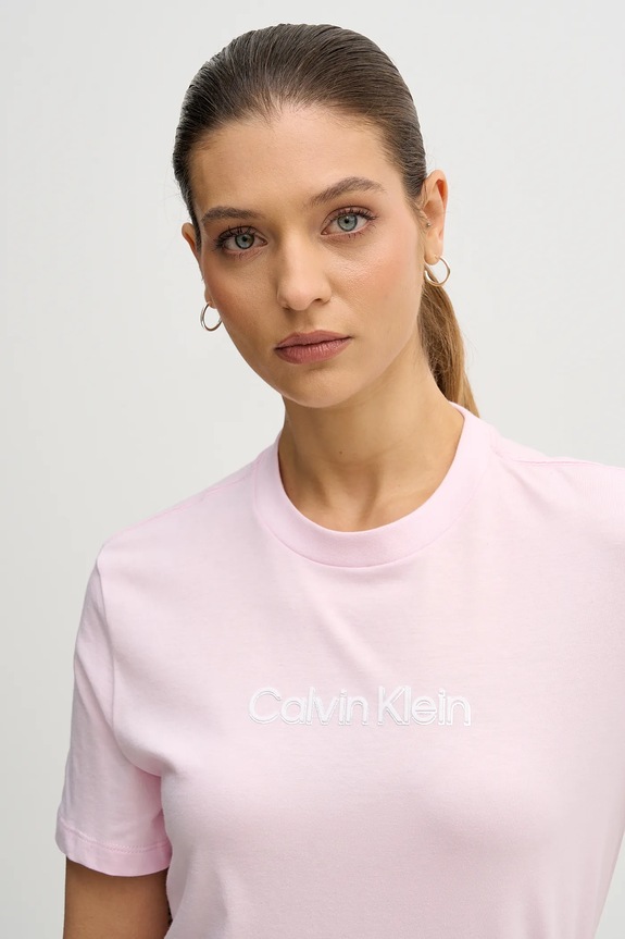 Памучна тениска Calvin Klein Jeans розов LV047E821G