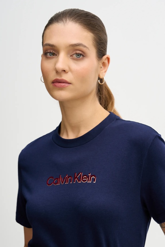Памучна тениска Calvin Klein Jeans тъмносин LV047E821G
