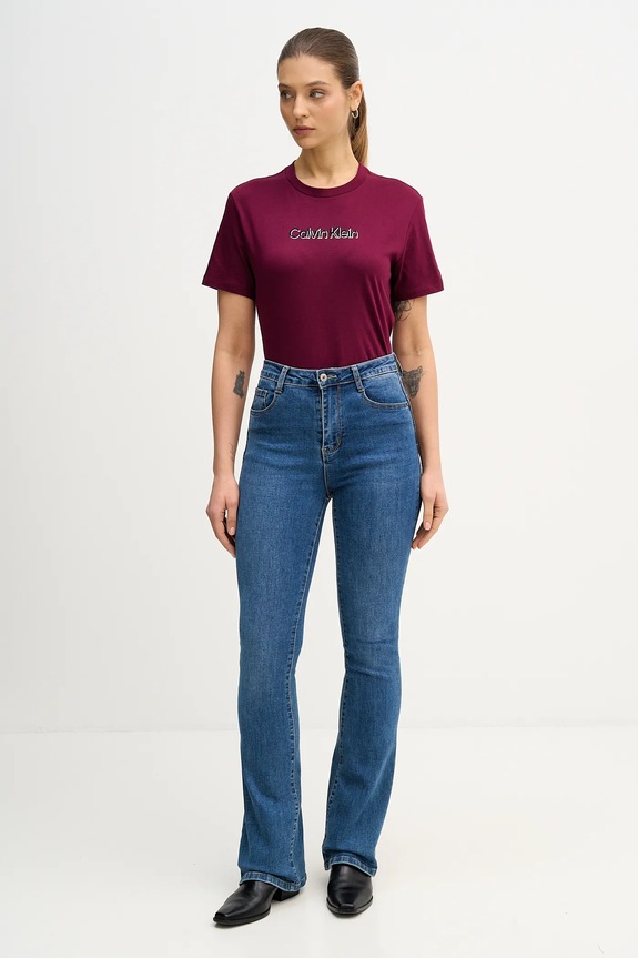 Calvin Klein Jeans t-shirt bawełniany LV047E821G bordowy SS26
