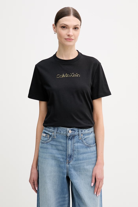 Calvin Klein Jeans tricou din bumbac imprimeu negru LV047E821G