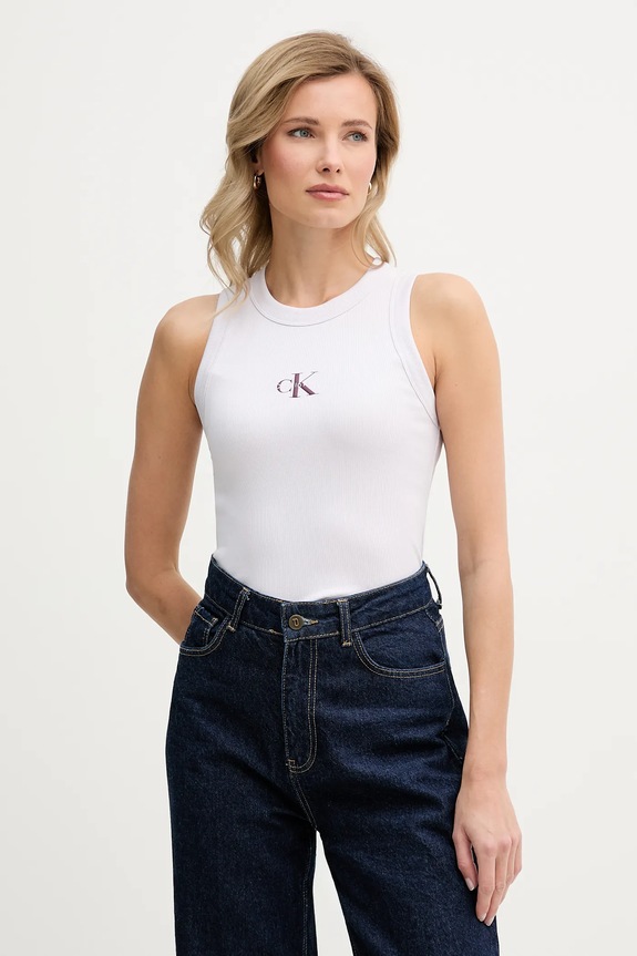Calvin Klein Jeans top z elastanem fioletowy LV047E200G