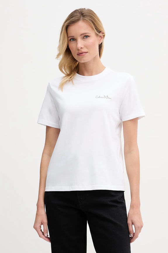 Calvin Klein Jeans tricou din bumbac print alb LV047E809G