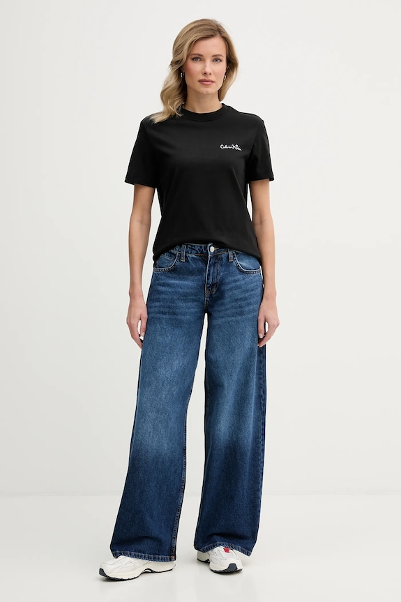 Bavlnené tričko Calvin Klein Jeans LV047E809G čierna SS26