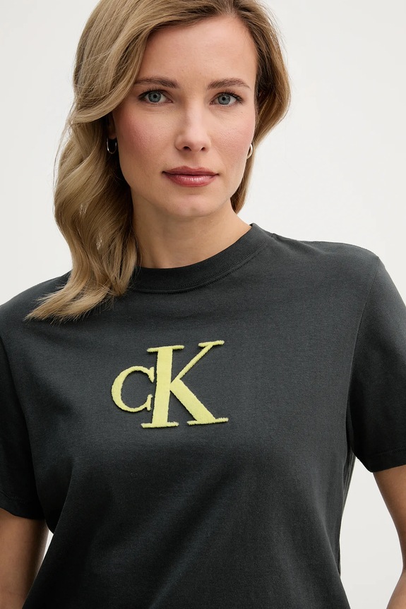 Bavlnené tričko Calvin Klein Jeans sivá LV047E215G