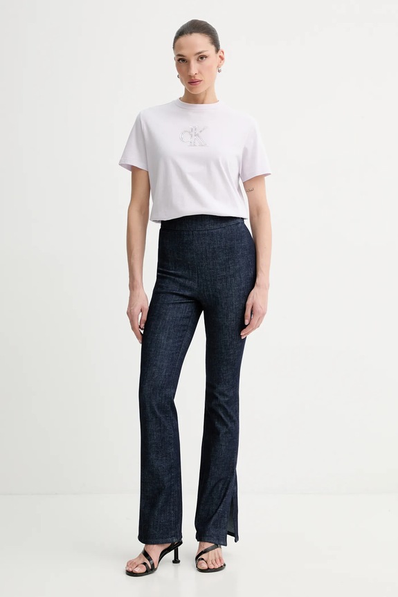Bavlnené tričko Calvin Klein Jeans LV047E827G fialová SS26