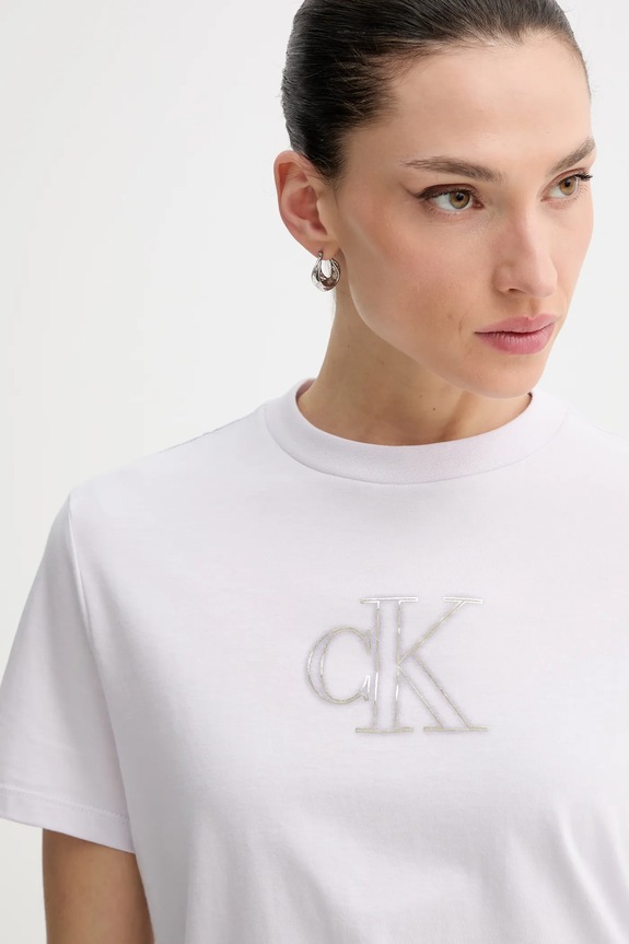 Bavlnené tričko Calvin Klein Jeans fialová LV047E827G