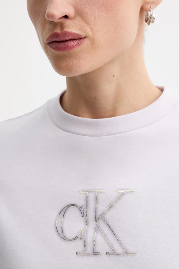 Bavlnené tričko Calvin Klein Jeans LV047E827G fialová