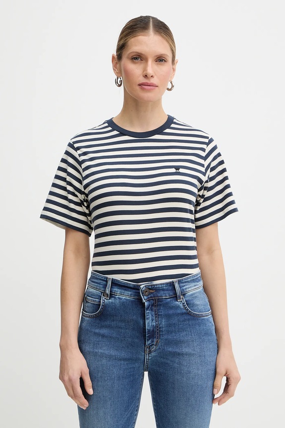 Bavlnené tričko Weekend Max Mara VENACO nášivka béžová 2615971031600