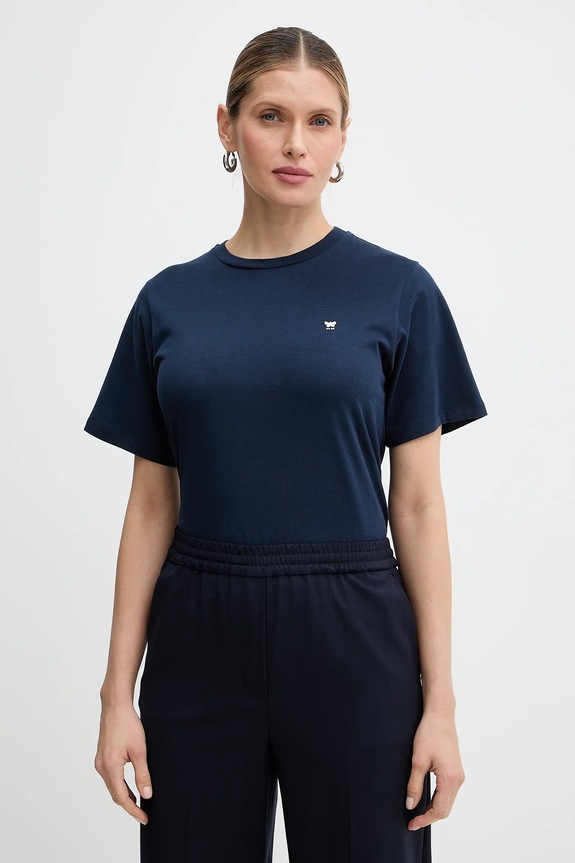 Bavlnené tričko Weekend Max Mara VENACO nášivka tmavomodrá 2615971031600