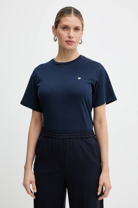 Bavlnené tričko Weekend Max Mara VENACO nášivka tmavomodrá 2615971031600