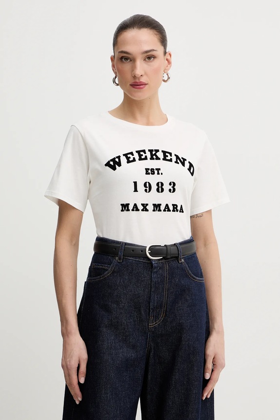 Bavlnené tričko Weekend Max Mara TENUE potlač biela 2615971051600